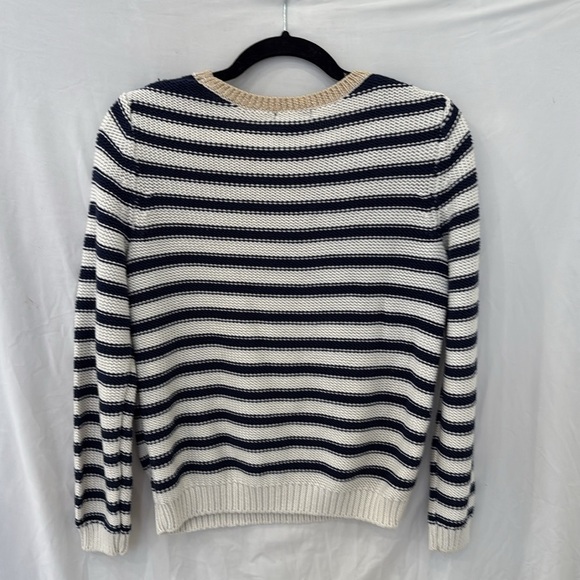 H and M Striped knit sweater blue and white stripe with gold collar  small - Picture 4 of 4